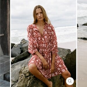 Daughters of India Red Floral Mini Dress
